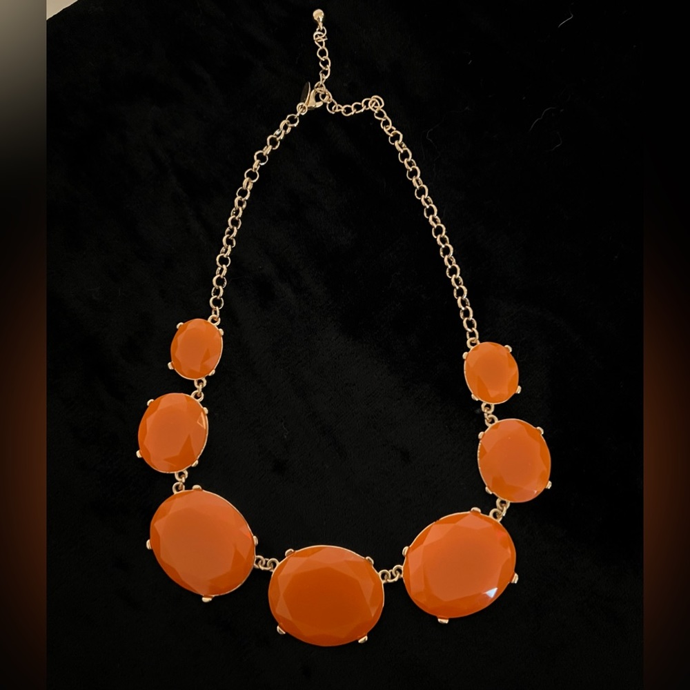 Tasha Jewelry Gold Tone & Orange Statement Necklace